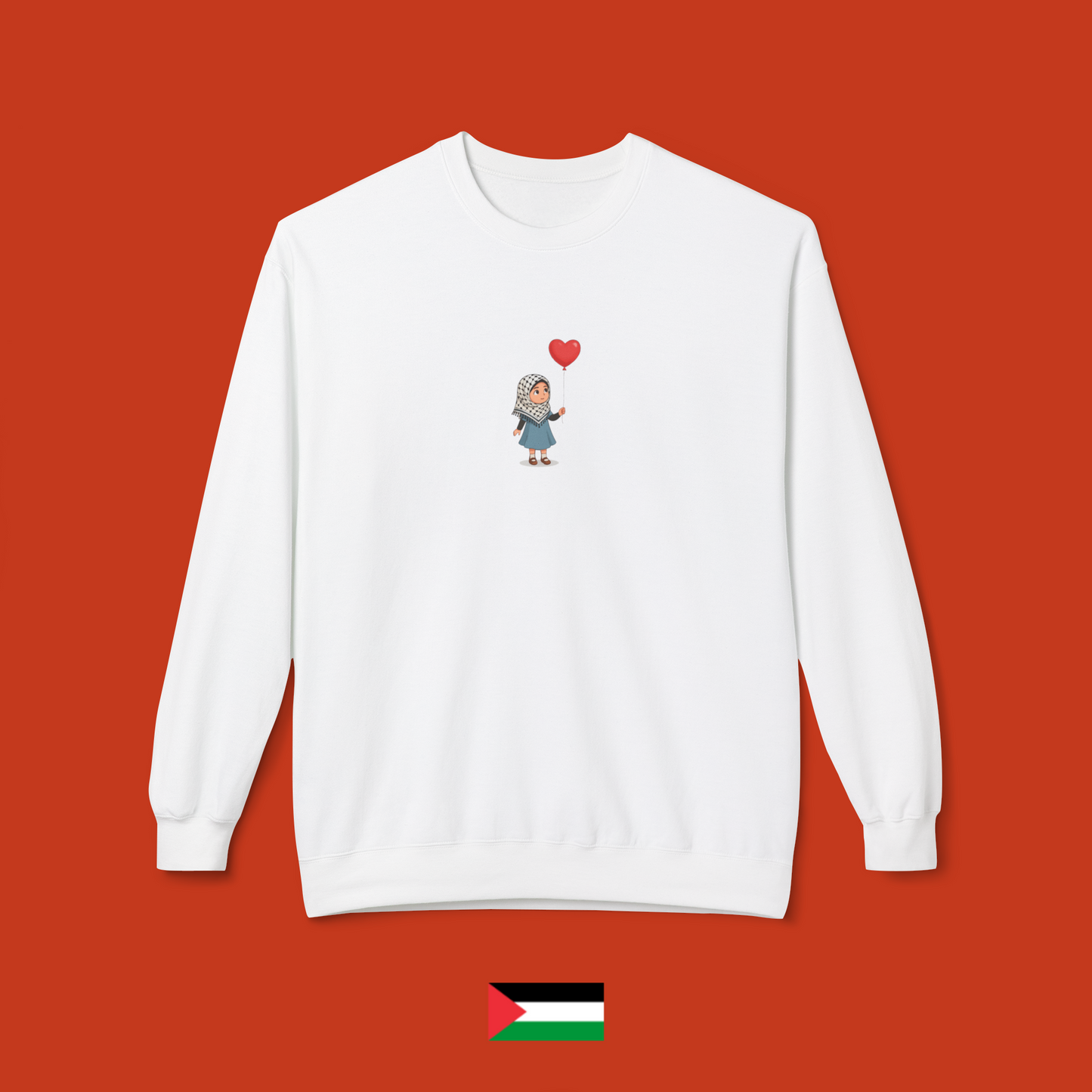 Aisha with heart-shaped balloon - crewneck sweatshirt