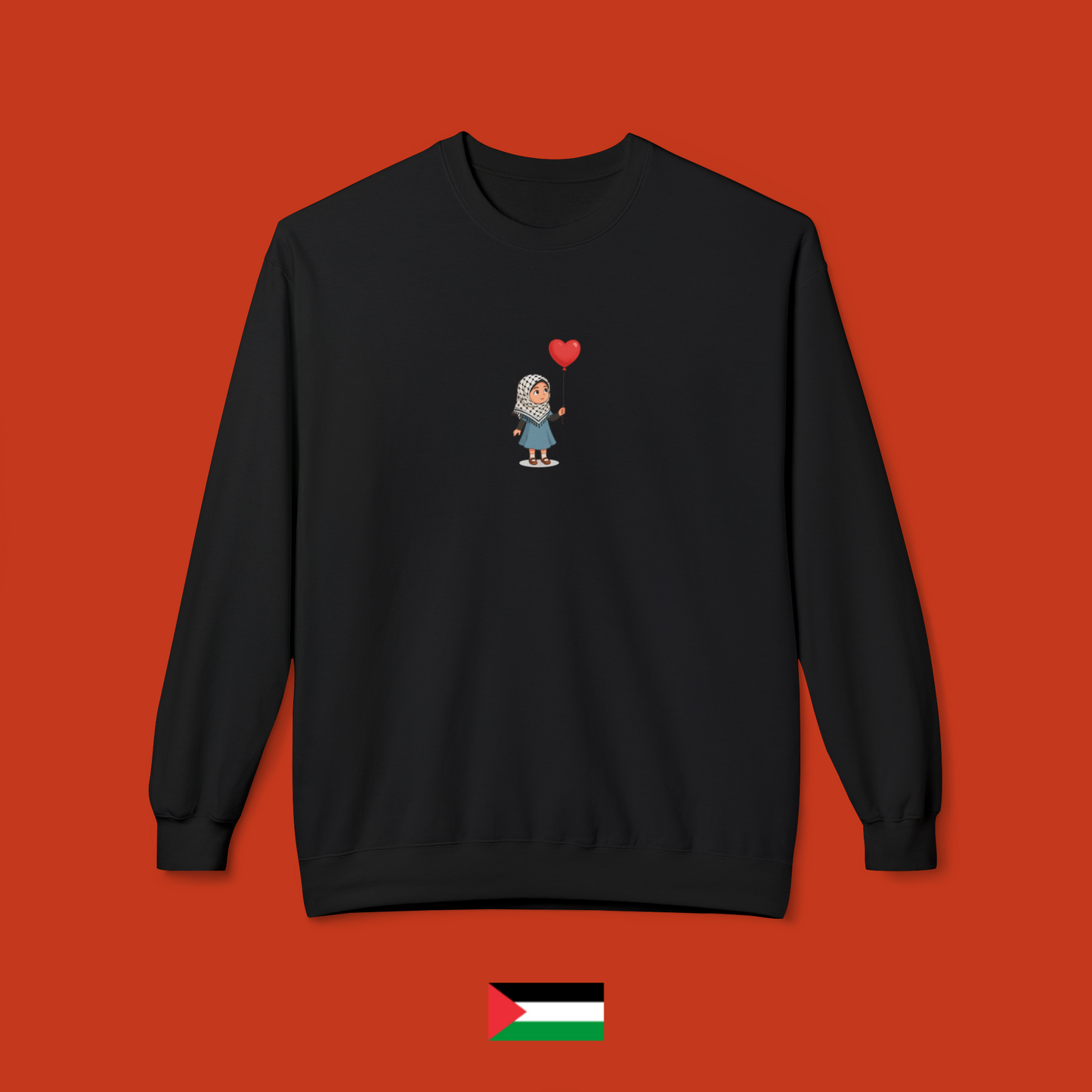 Aisha with heart-shaped balloon - crewneck sweatshirt