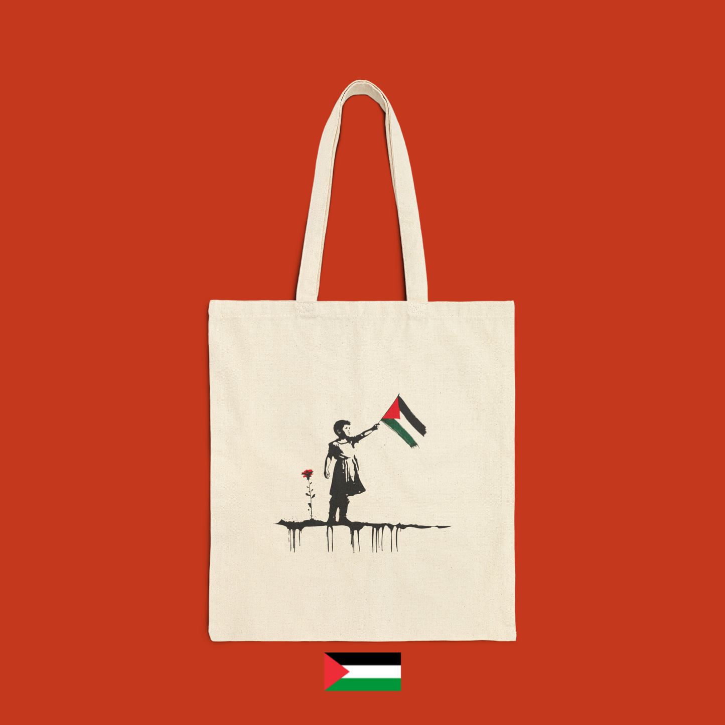 Child with flag and red rose - bag