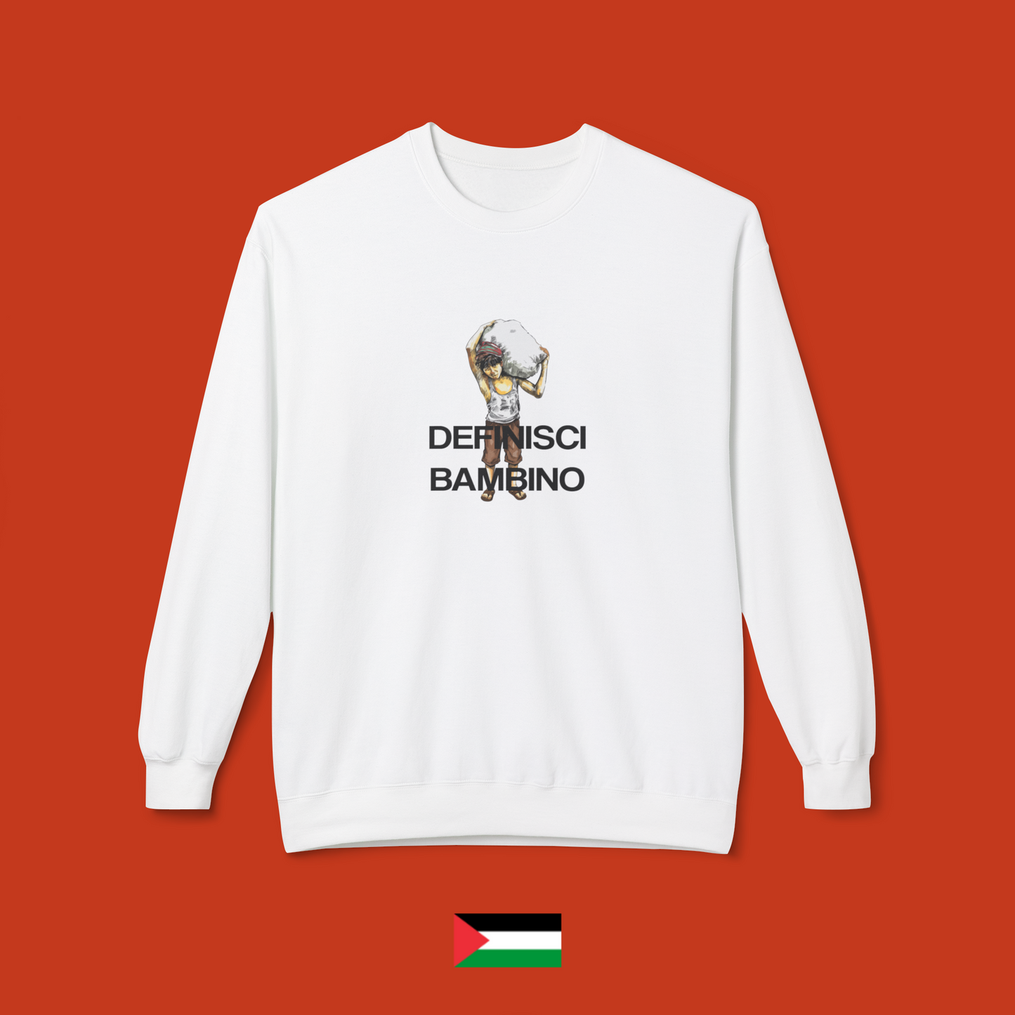Define baby with sack of flour - crewneck sweatshirt
