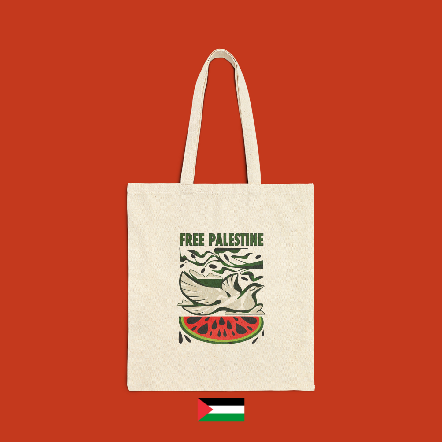 Free Palestine con colomba e anguria - borsa