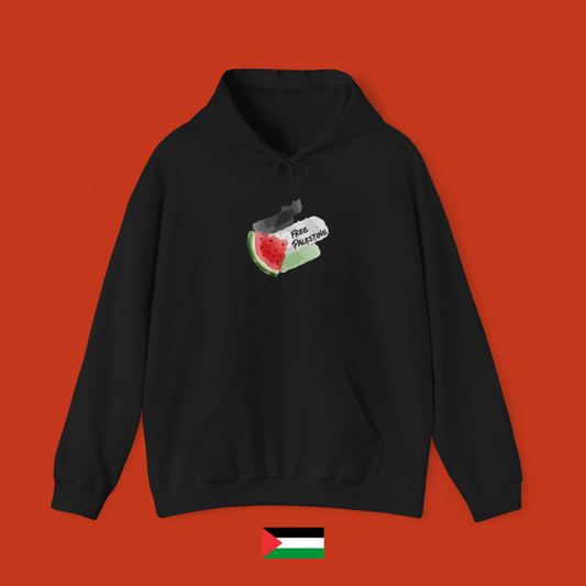 Free Palestine con bandiera e anguria - felpa con cappuccio