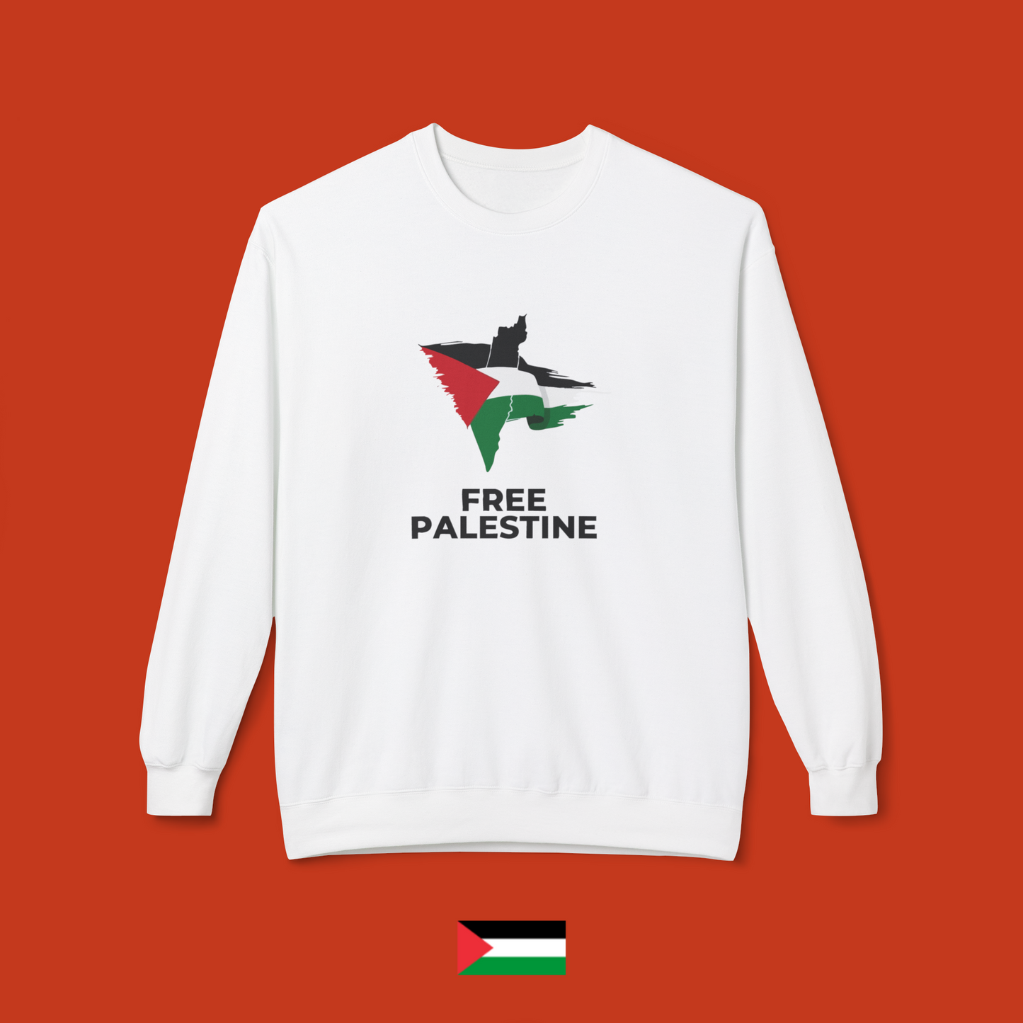 Free Palestine with Palestine flag and map - crewneck sweatshirt