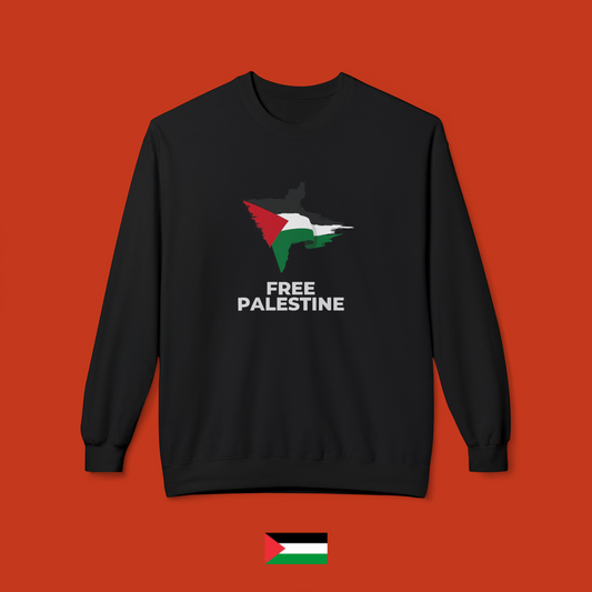 Free Palestine con bandiera e mappa Palestina - felpa girocollo