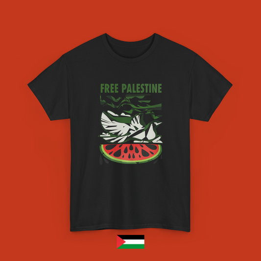 Free Palestine con colomba e anguria - maglietta