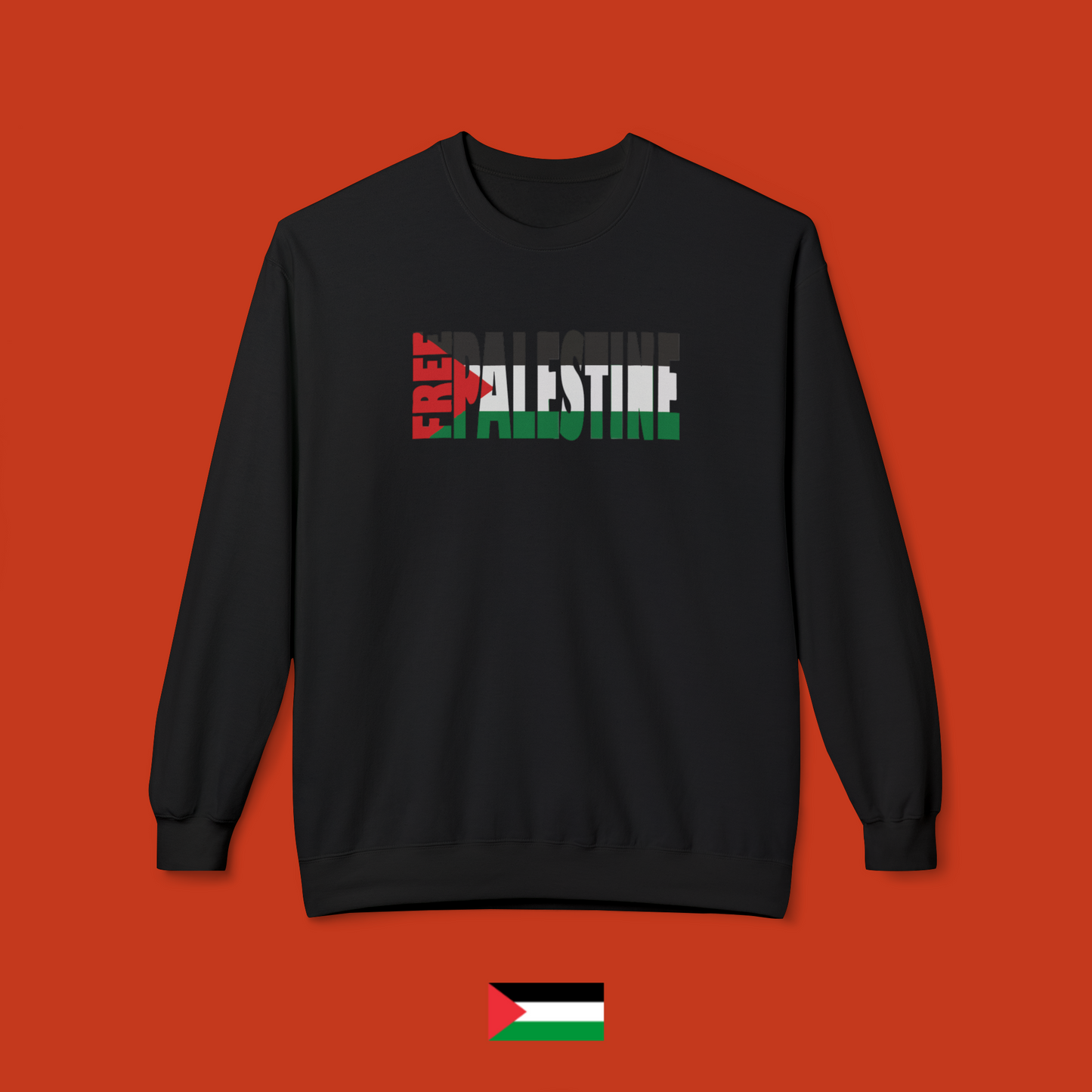 Free Palestine text with colors - crewneck sweatshirt
