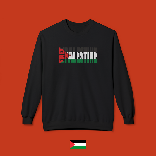 Free Palestine testo con colori - felpa girocollo