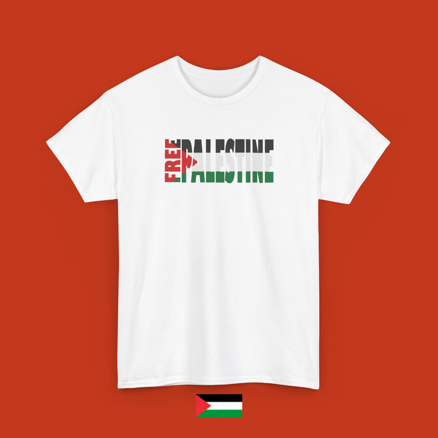 Free Palestine text with colors - T-shirt