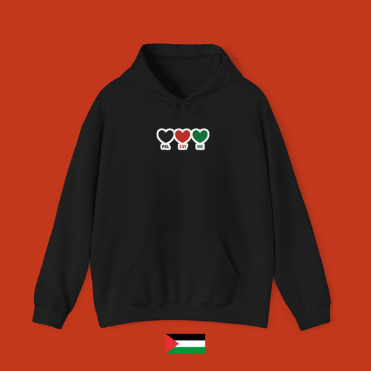 Palestine con tre cuoricini - felpa con cappuccio