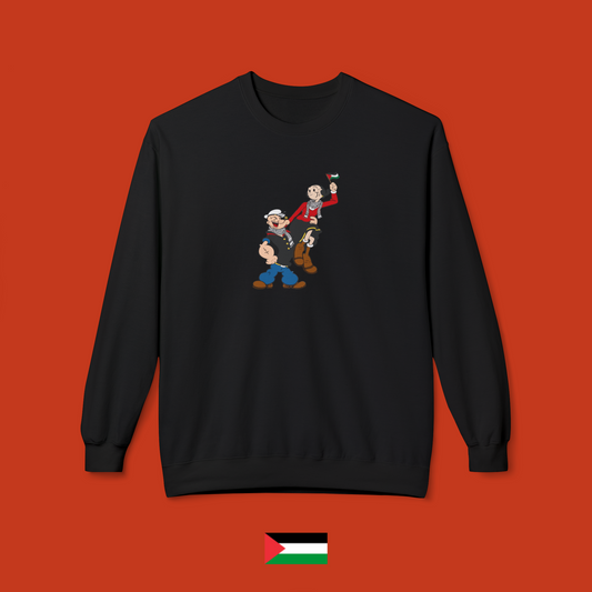 Popeye e Olivia con bandiera - felpa girocollo