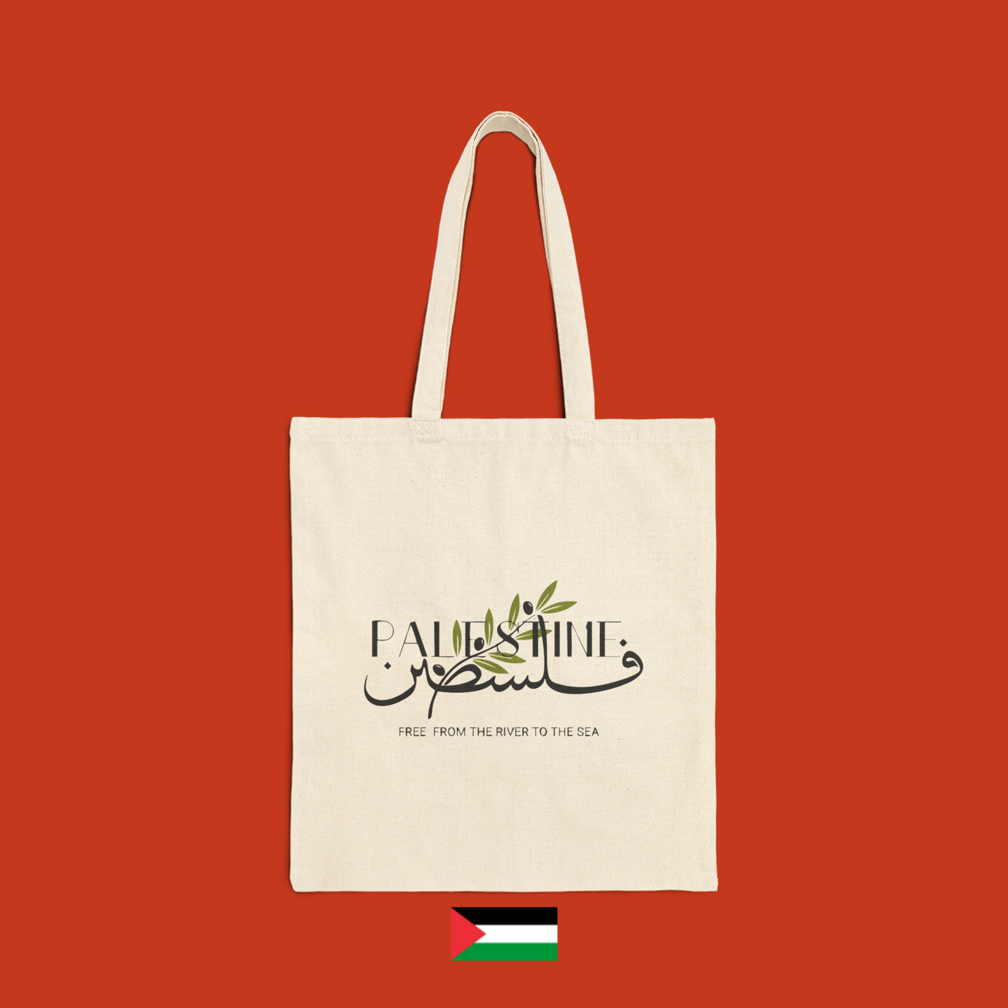 Scritta Palestine con foglie ulivo - borsa