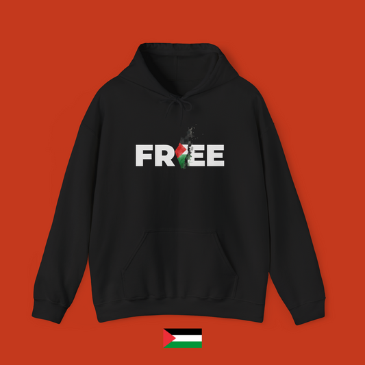 Scritta Free con Palestina - felpa con cappuccio