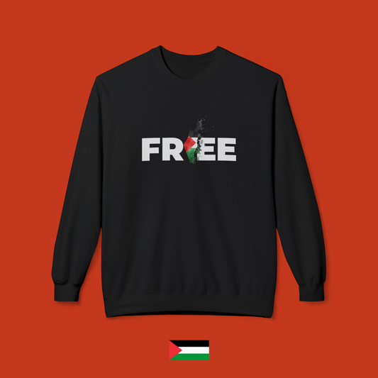 Scritta Free con Palestina - felpa girocollo