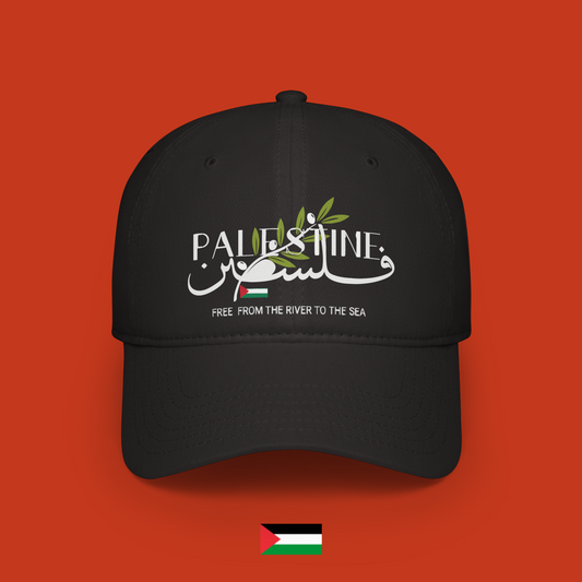 Scritta Palestine con foglie ulivo - cappellino