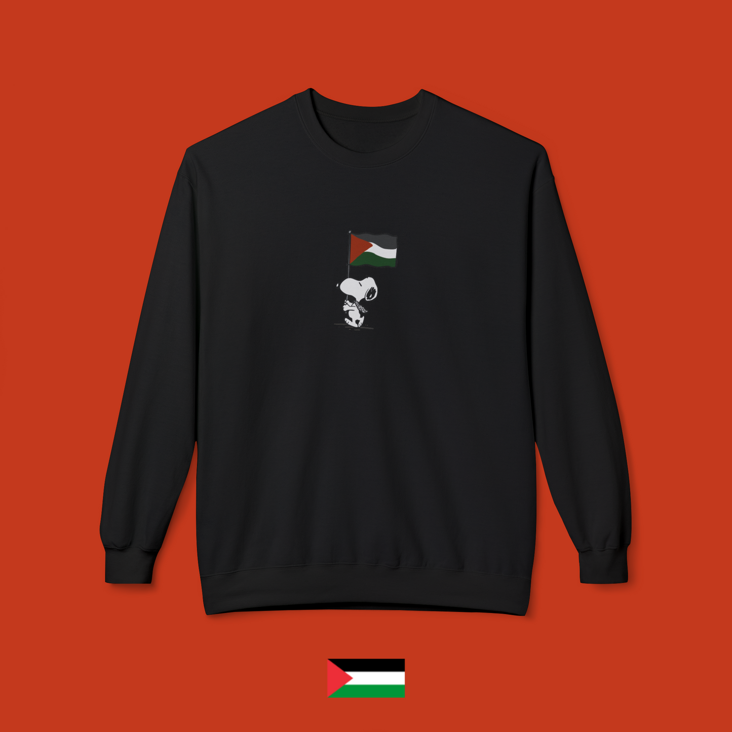 Snoopy con bandiera - felpa girocollo