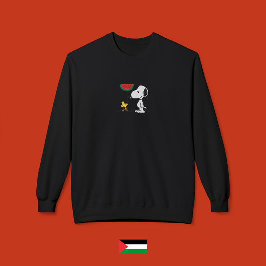 Snoopy con palloncino a forma di anguria - felpa girocollo