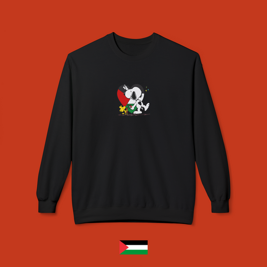 Snoopy disegna un cuore palestinese - felpa girocollo