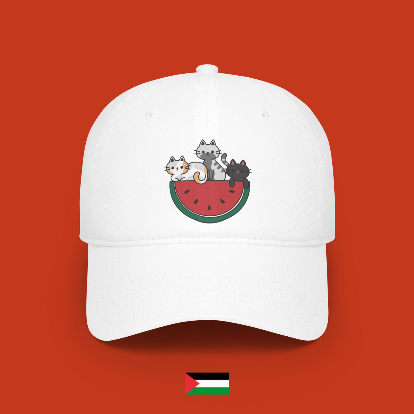 Three cats with watermelon - hat