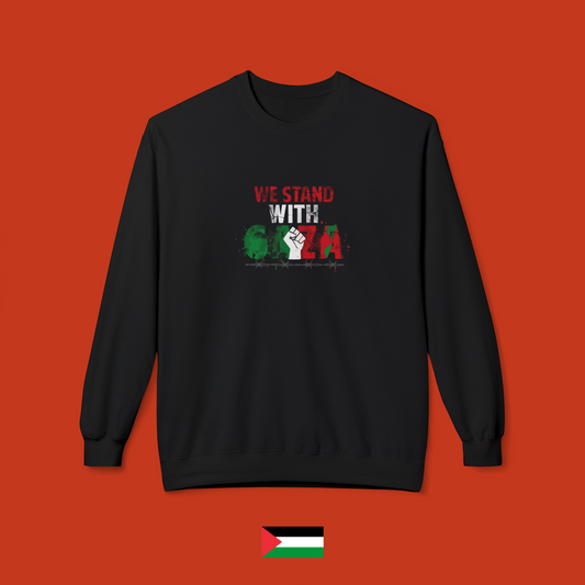 We stand with Gaza - felpa girocollo