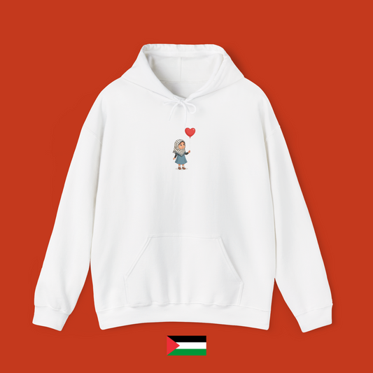 Aisha with a heart-shaped balloon - hoodie