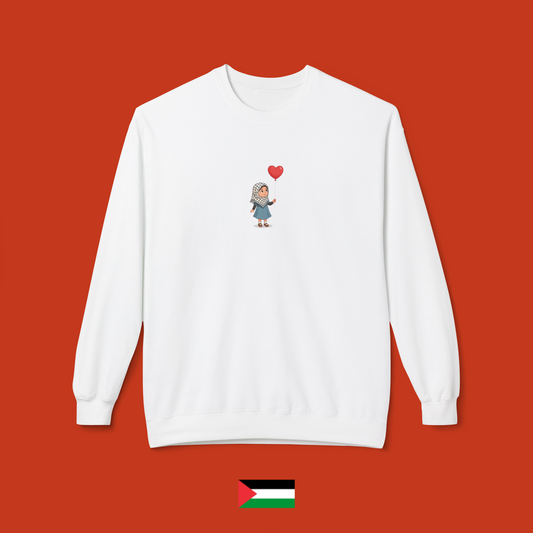 Aisha with heart-shaped balloon - crewneck sweatshirt