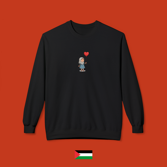 Aisha with heart-shaped balloon - crewneck sweatshirt