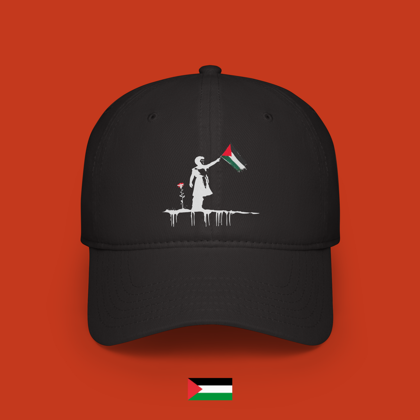 Child with flag and red rose - hat