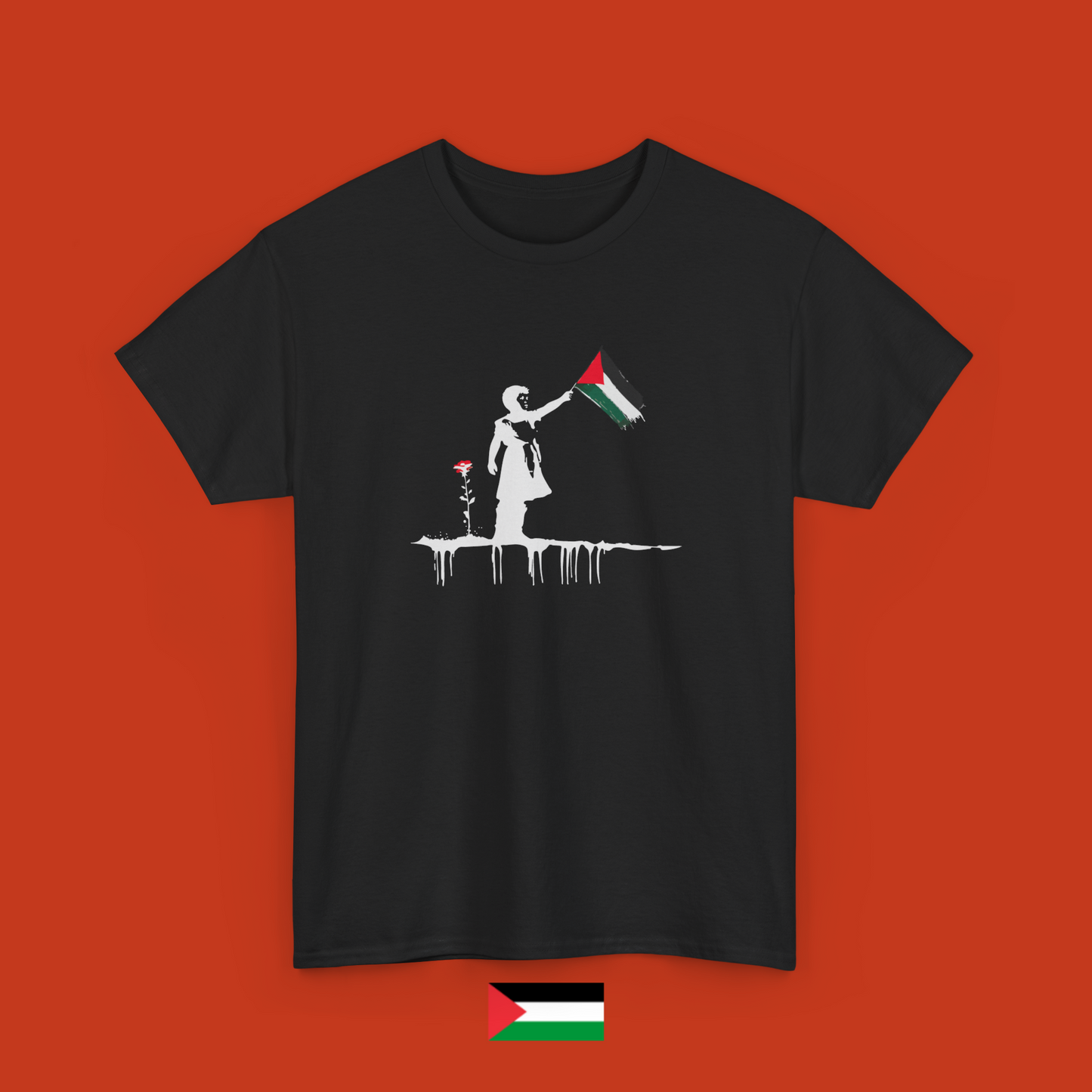 Child with flag and red rose - T-shirt