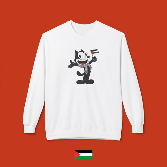 Felix the Cat with Flag - Crewneck Sweatshirt