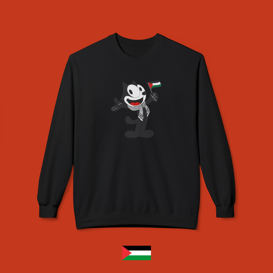Felix the Cat with Flag - Crewneck Sweatshirt