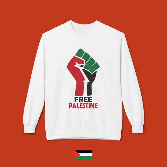 Free Palestine with Fist - Crewneck Sweatshirt