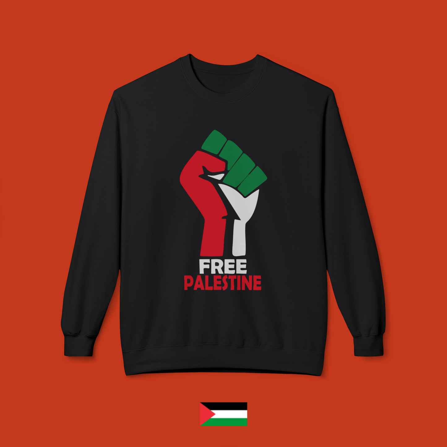Free Palestine with Fist - Crewneck Sweatshirt
