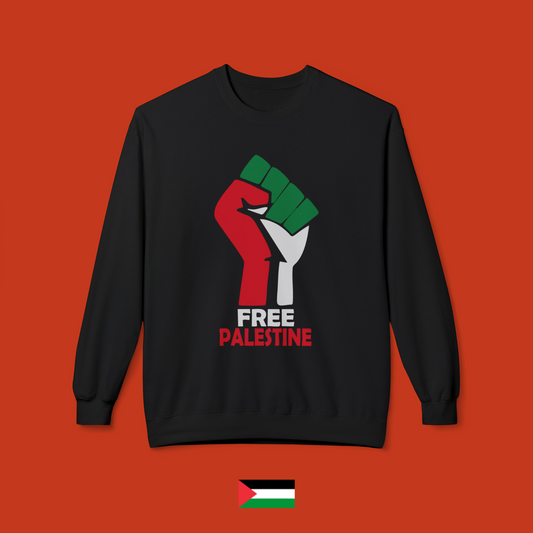 Free Palestine with Fist - Crewneck Sweatshirt