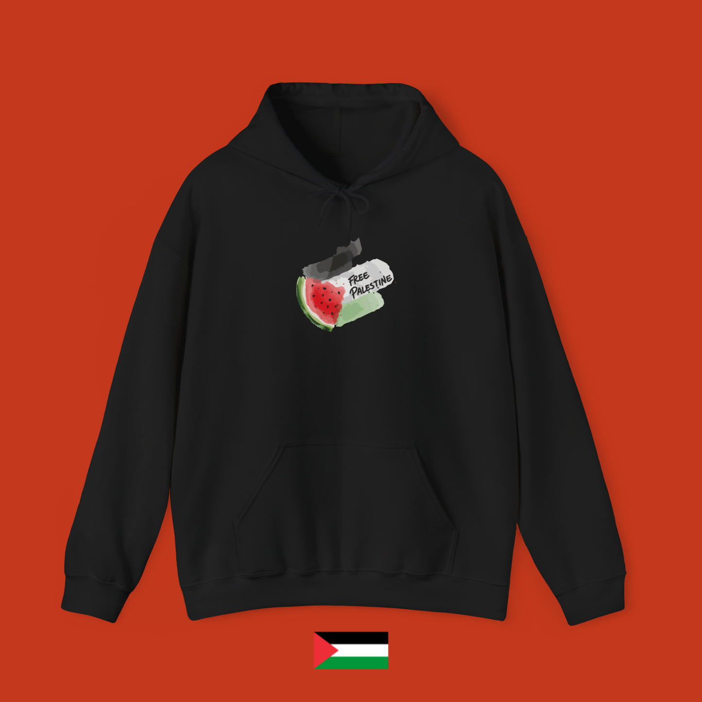 Free Palestine with Flag and Watermelon - Hoodie
