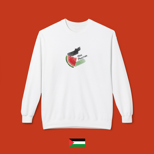 Free Palestine with flag and watermelon - crewneck sweatshirt