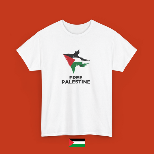 Free Palestine with Palestine flag and map - T-shirt