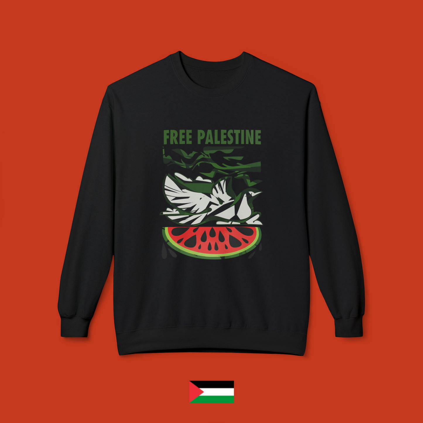 Free Palestine with dove and watermelon - crewneck sweatshirt