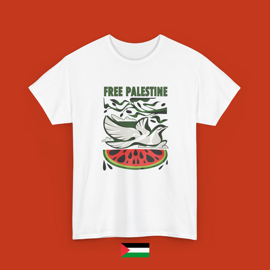 Free Palestine with dove and watermelon - T-shirt