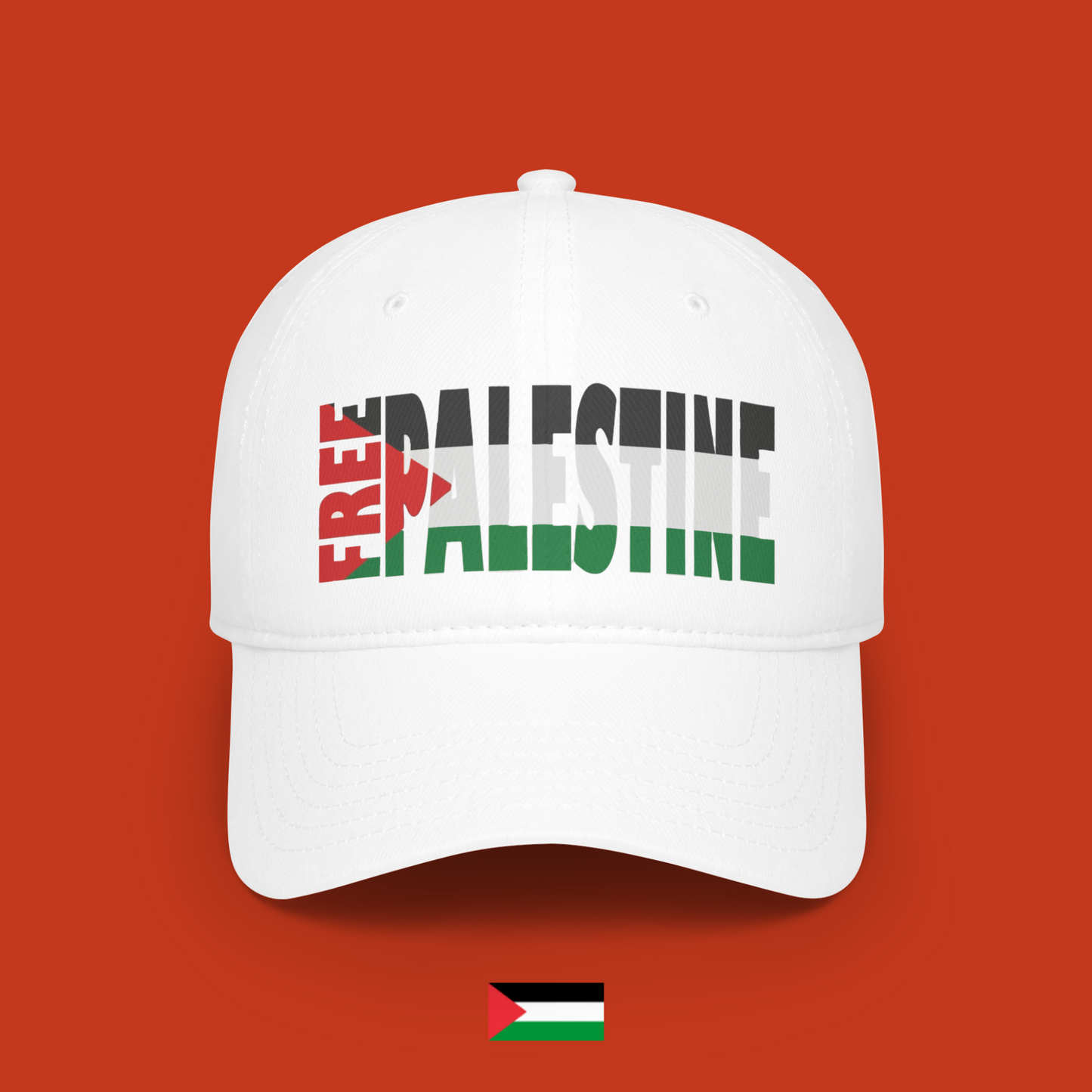 Free Palestine text with colors - cap