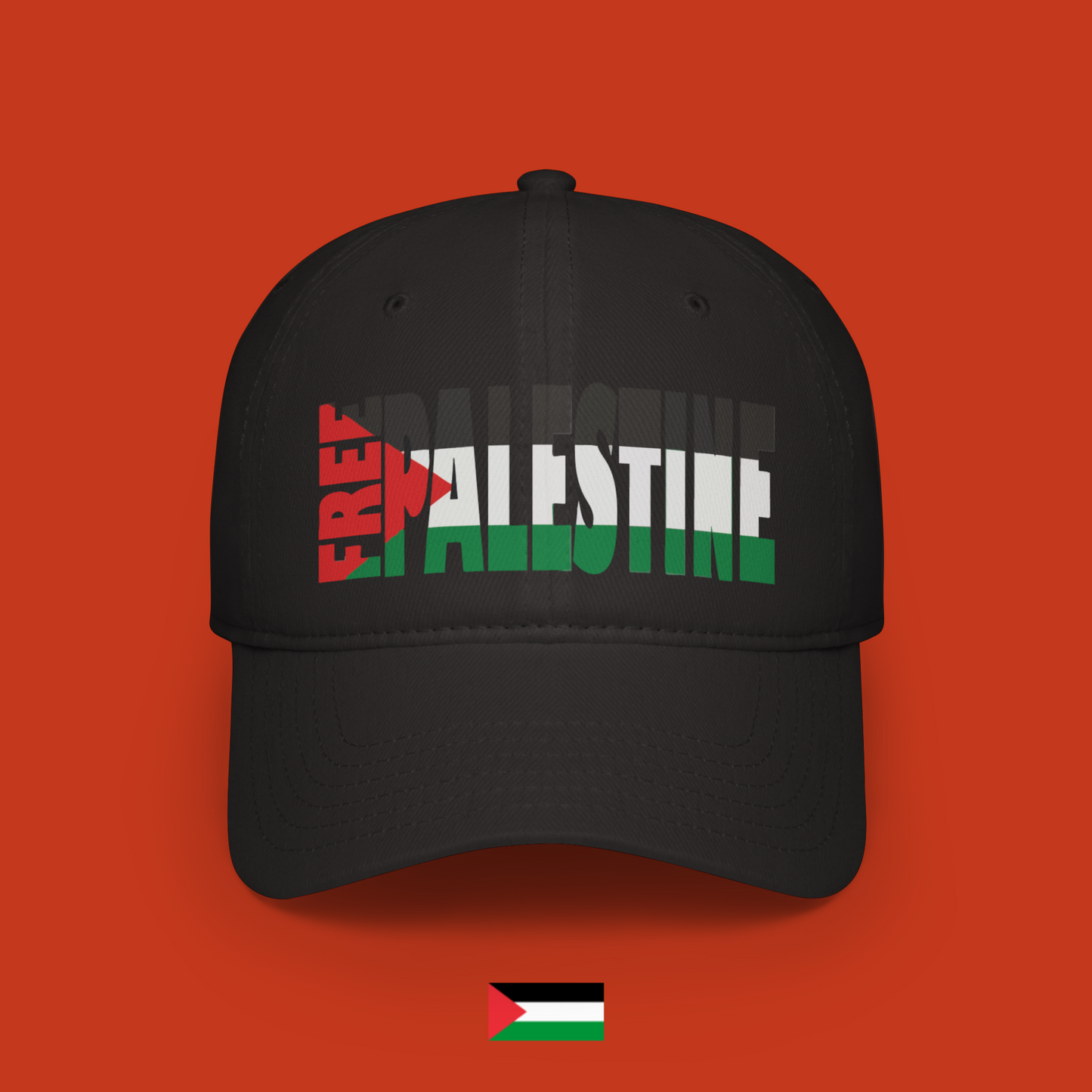 Free Palestine text with colors - cap