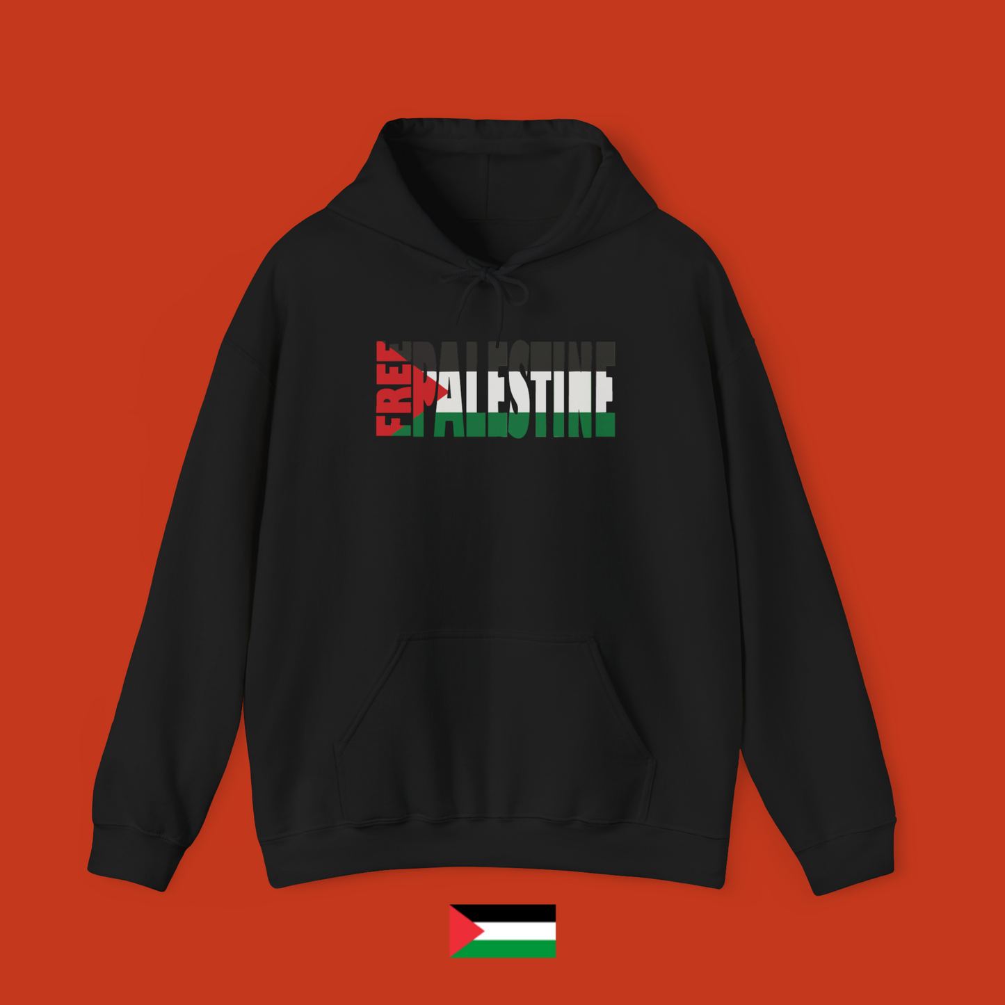 Free Palestine text with colors - hoodie