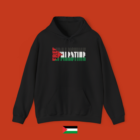 Free Palestine text with colors - hoodie