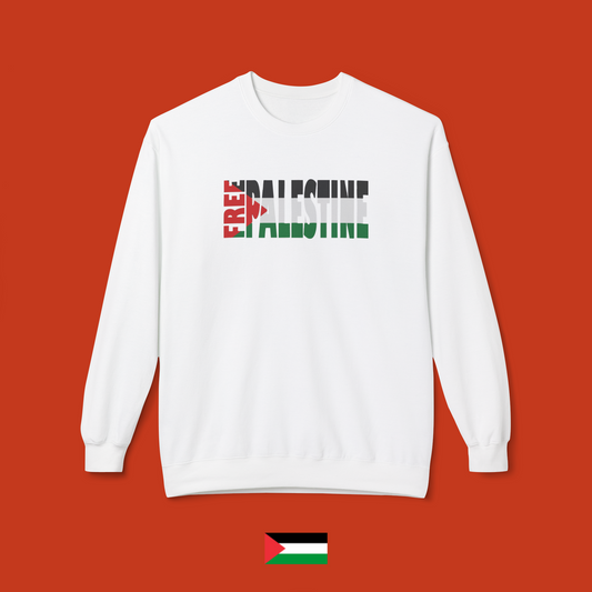 Free Palestine text with colors - crewneck sweatshirt