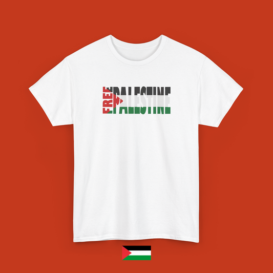 Free Palestine text with colors - T-shirt