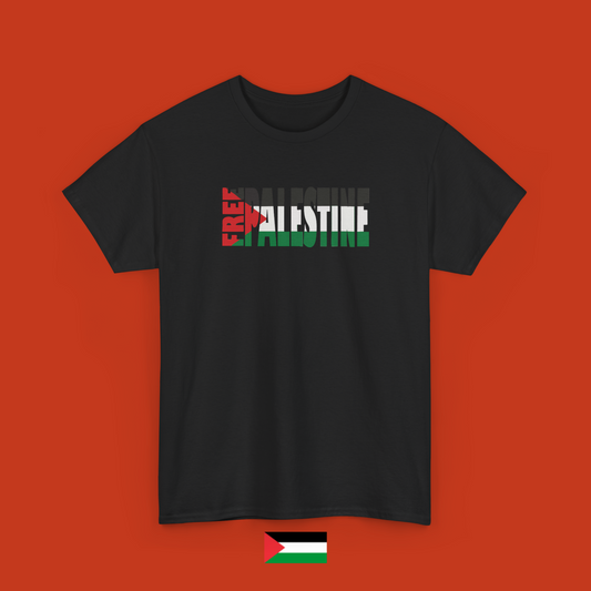 Free Palestine text with colors - T-shirt