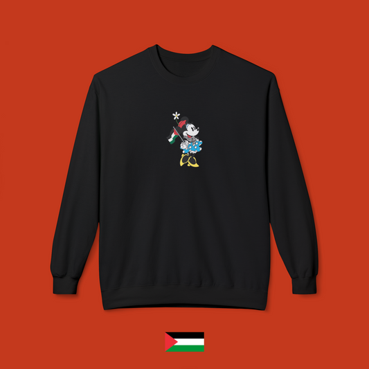 Minnie Steamboat Willie with Flag - Crewneck Sweatshirt