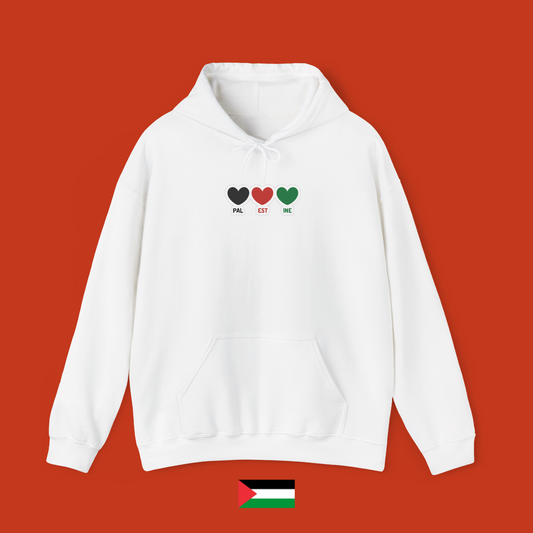 Palestine with three little hearts - hoodie