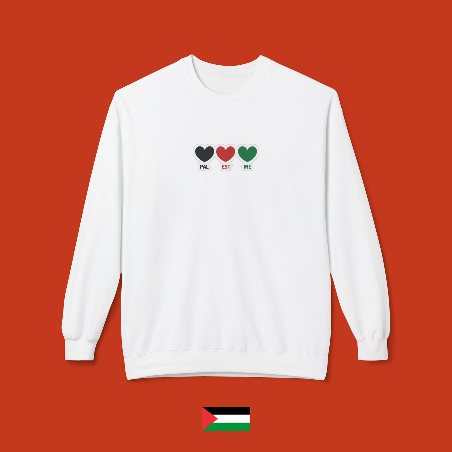 Palestine with three little hearts - crewneck sweatshirt