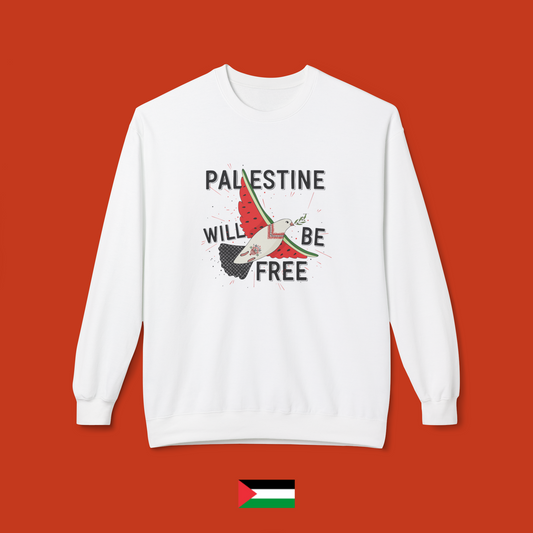 Palestine will be free with dove - crewneck sweatshirt