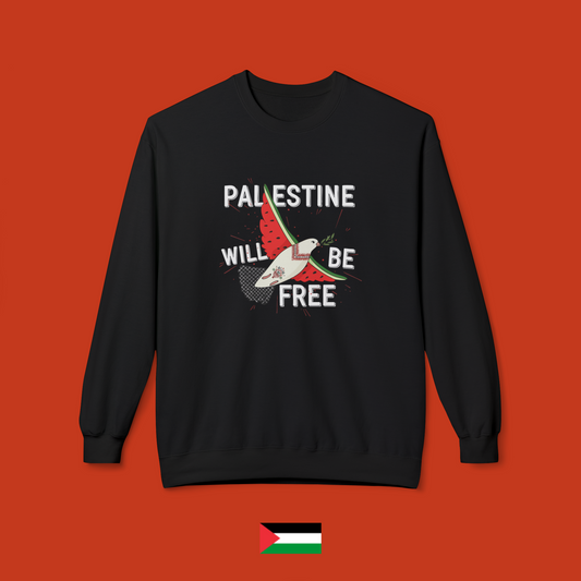 Palestine will be free with dove - crewneck sweatshirt